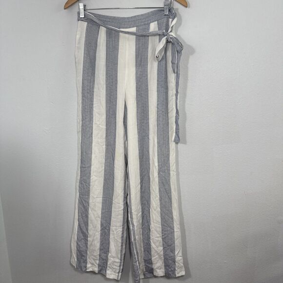 After Market Pants Women M Striped Tie Wide Leg High Rise Trouser - Picture 1 of 10